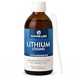 NATURE LABS Lithium Orotate Lösung 250ml – 99,9% Reinheit Lithiumorotate Fertiglösung – 0,5 mg Lithium je 1 ml (500 ppm) – Flüssiges Lithiumorotat in hochreiner Qualität mit Pipette - Made in Germany